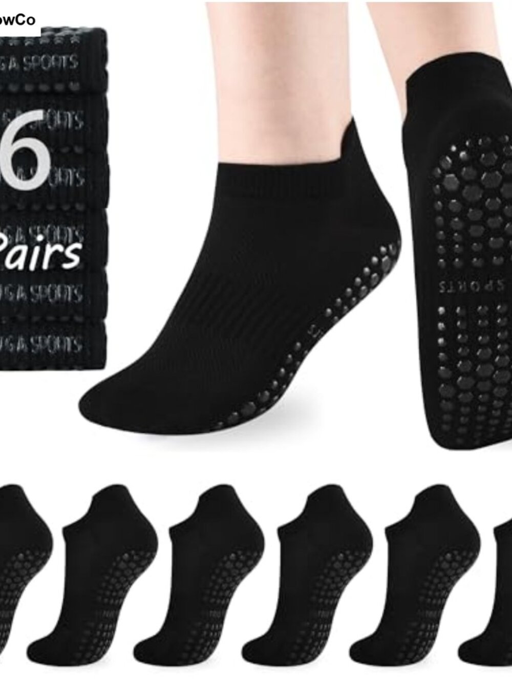 Pilates Socks Womens Non Slip Grip Yoga Barre Gym Hospital